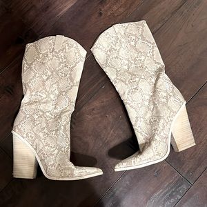 Steve Madden renzo snake print faux leather western midi boot heeled sz 8